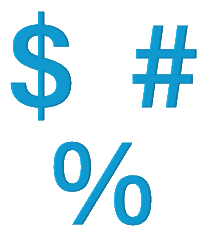 A $, %, and # character representing the concept of Scalar Quantity.